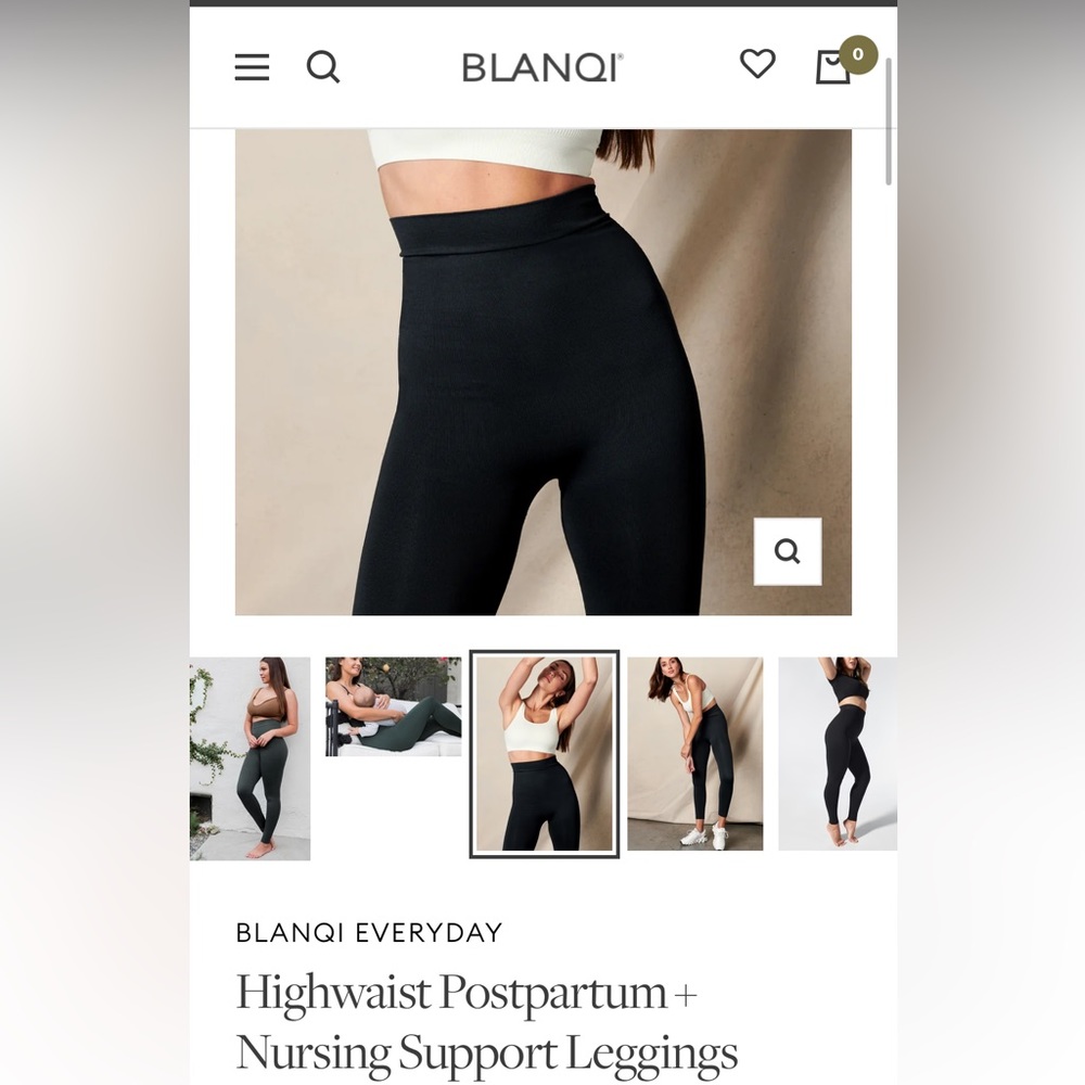 Blanqi Highwaist Postpartum Nursing Support Leggings size Medium